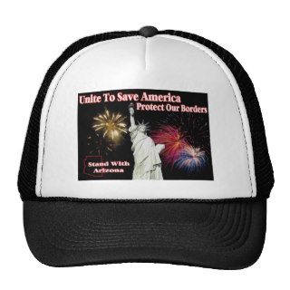 Support Arizona SB 1070   Unite to Save America Mesh Hat