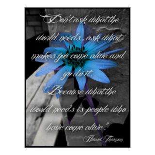 Poster, Lg Blue Sunflower Thurman Quote