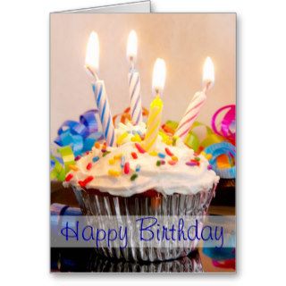 Happy Birthday Cupcake with Candles Cards