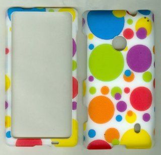 NOKIA LUMIA 521 520 T MOBILE AT&T METRO PCS PHONE CASE COVER FACEPLATE PROTECTOR HARD RUBBERIZED SNAP ON NEW CAMO WHITE MULTI BIG DOT Cell Phones & Accessories
