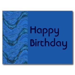 blue pattern Happy Birthday Post Cards