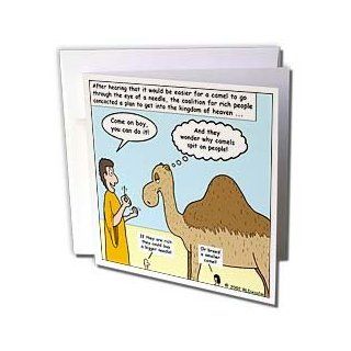 gc_2638_2 Rich Diesslins Funny Cartoon Gospel Cartoons   Parable   Camel Through the Eye of a Needle   Greeting Cards 12 Greeting Cards with envelopes  Blank Greeting Cards 