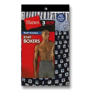 Hanes Mens Knit Boxers 3 Pack #537 (Medeuim, Assorted) Clothing