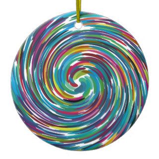 Colorful Abstract Design Bright Colors Swirl Ornaments