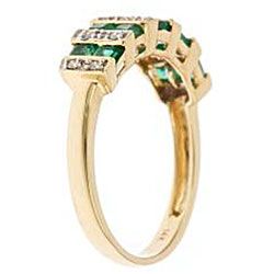 D'Yach 14k Yellow Gold Square cut Emerald and Diamond Accent Ring D'Yach Gemstone Rings