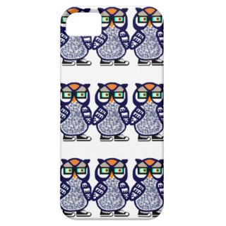 Funny Navy Blue Hipster Owl iPhone 5 White Case iPhone 5 Covers