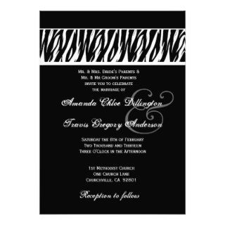 Black and White Zebra Print Wedding B001 Personalized Invitations