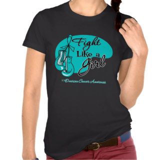 Fight Like a Girl Boxing Gloves Ovarian Cancer T Shirt