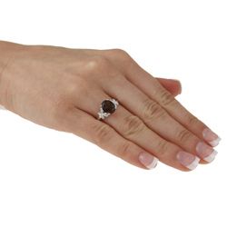 Viducci 10k White Gold Smokey Quartz and 1/10ct TDW Diamond Ring (G H, I1 I2) Viducci Gemstone Rings