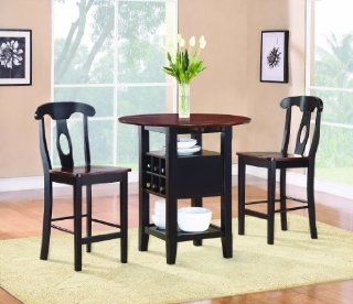 Homelegance Atwood 2505BK 36 3 Piece Counter Height Casual Dining Set, Black and Espresso Finish   Dining Room Furniture Sets