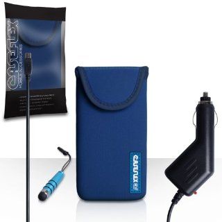 Nokia Lumia 525 Case Blue Neoprene Pouch Cover With Caseflex Logo And Mini Stylus Pen / Car Charger Cell Phones & Accessories