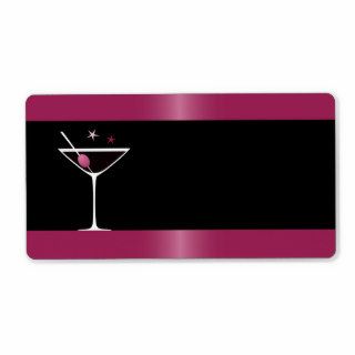 Elegant martini cocktail drink glass fuchsia black shipping labels