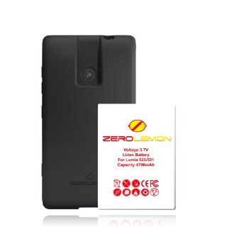 [180 Day Warranty] Zerolemon Nokia Lumia 520 / 525 4700mah Extended Battery + Black Extended TPU Protection Case Cell Phones & Accessories