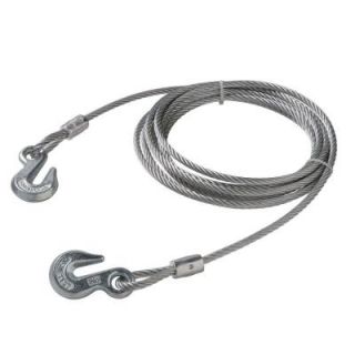 Everbilt 5/16 in. x 20 ft. Galvanized Uncoated Wire Rope with Grab Hooks 13160