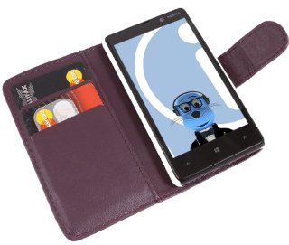 iTALKonline PURPLE Executive Wallet Case Cover Skin Cover with Credit / Business Card Holder For Nokia Lumia 820 Cell Phones & Accessories