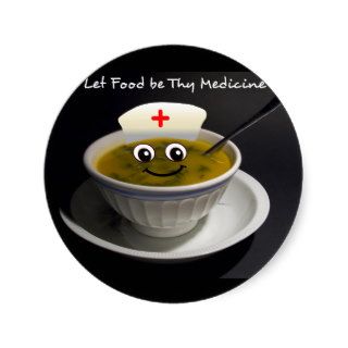 Let Food be thy medicine   Cute Happy Soup Nurse Round Sticker