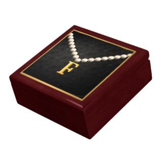 Letter F 'Gold and Pearls' Design Trinket Boxes