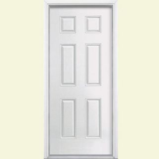 Masonite 6 Panel Primed Smooth Fiberglass Entry Door with Brickmold 45562