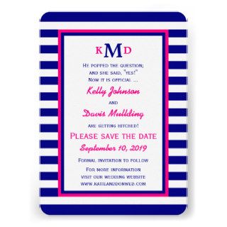 Nautical Save the Date Invitation Navy and Pink
