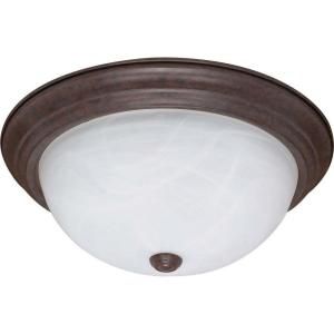 Glomar 3 Light Old Bronze 15 in. Flush Mount with Alabaster Glass HD 207