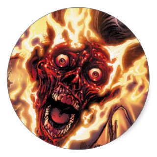 Salem's Daughter #1A Flaming Burning Skull, Witch Round Stickers