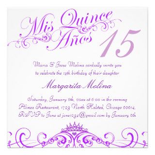 Purple Princess Tiara Quinceanera Invitation