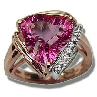 .09 ct 12mm Fancy Concave Mystic Pink Topaz Trillion Ladies Rings Jewelry