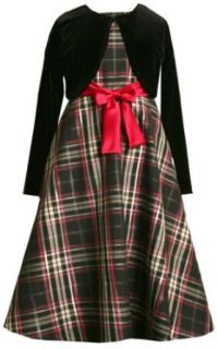 Black Fuchsia Metallic Plaid Dress/Jacket Set BK8MS, Bonnie Jean Girl Plus Size Special Occasion Party Dress Clothing
