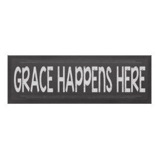 Grace Happens Here Christian Chalkboard  Look Sign Print