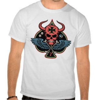 Lucky Winged Maltese Devil Skull of Spades T shirts