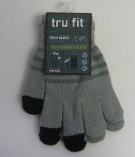 Tru Fit Touch Screen Gloves Gray with Gray Stripes 15  Gloves Women Tru Fit  Sports & Outdoors