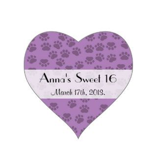 Sweet 16 Dog Paws Paw prints Traces Purple Stickers