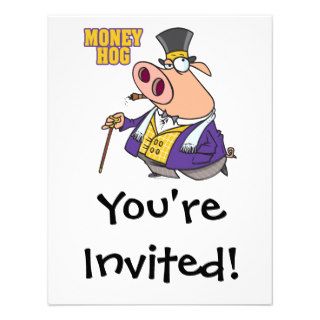 money hog funny rich pig cartoon custom announcement
