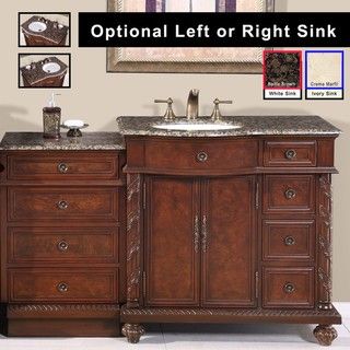 Silkroad Exclusive Stone Counter Top Bathroom Single Sink Cabinet Vanity (56 inch ) Silkroad Exclusive Bathroom Vanities