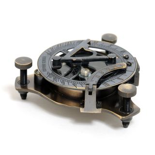 Old Modern Handicrafts Medium Sized Brass Sundial Compass with Wooden Case Old Modern Handicrafts Accent Pieces