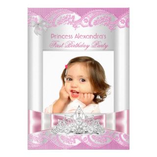 Little Princess Girl First Birthday Party Photo Invites