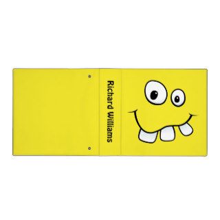 Goofy smiley face funny personalized yellow binder