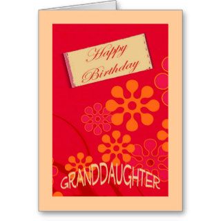 Birthday Granddaughter, retro flowers Greeting Cards