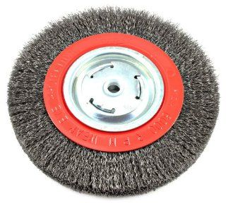Forney 72762 Wire Bench Wheel Brush, Wide Face Coarse Crimped with 1/2 Inch and 5/8 Inch Arbor, 8 Inch by .012 Inch