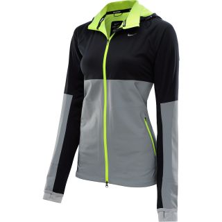 NIKE Womens Shield Flash Full Zip Running Jacket   Size Xl, Black/reflective