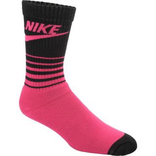 NIKE Mens Classic Stripe Crew Socks   Size Large, Pink/black