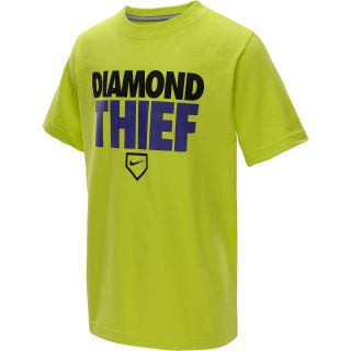 NIKE Boys Diamond Thief Short Sleeve Baseball T Shirt   Size Large, Cyber/grey