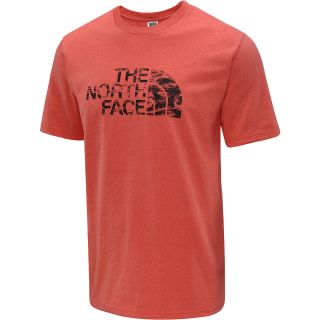 THE NORTH FACE Mens Wooden Logo Short Sleeve T Shirt   Size Medium, Fiery Red