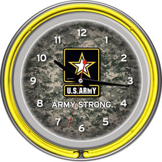 Trademark Global US Army Digital Camo Chrome Double Ring Neon Clock (ARMY1400 