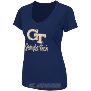 COLOSSEUM Womens Georgia Tech Yellow Jackets Vegas V Neck T Shirt   Size Xl,