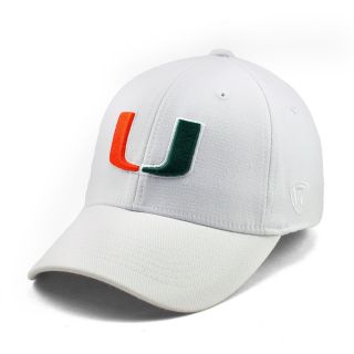 TOP OF THE WORLD Mens Miami Hurricanes Premium Collection White One Fit Flex