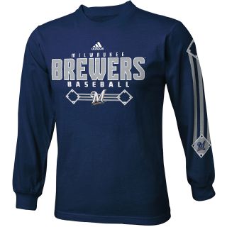 adidas Youth Milwaukee Brewers Designation Long Sleeve T Shirt   Size Small,