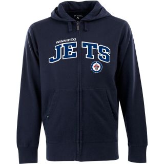 Antigua Mens Winnipeg Jets Full Zip Hooded Applique Sweatshirt   Size Medium,