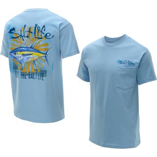 SALT LIFE Mens Tuna Life Pocket Short Sleeve T Shirt   Size 2xl, Sky Blue