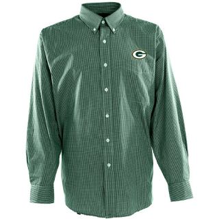 Antigua Mens Green Bay Packers Focus Cotton/Polyester Woven Mini Check Button